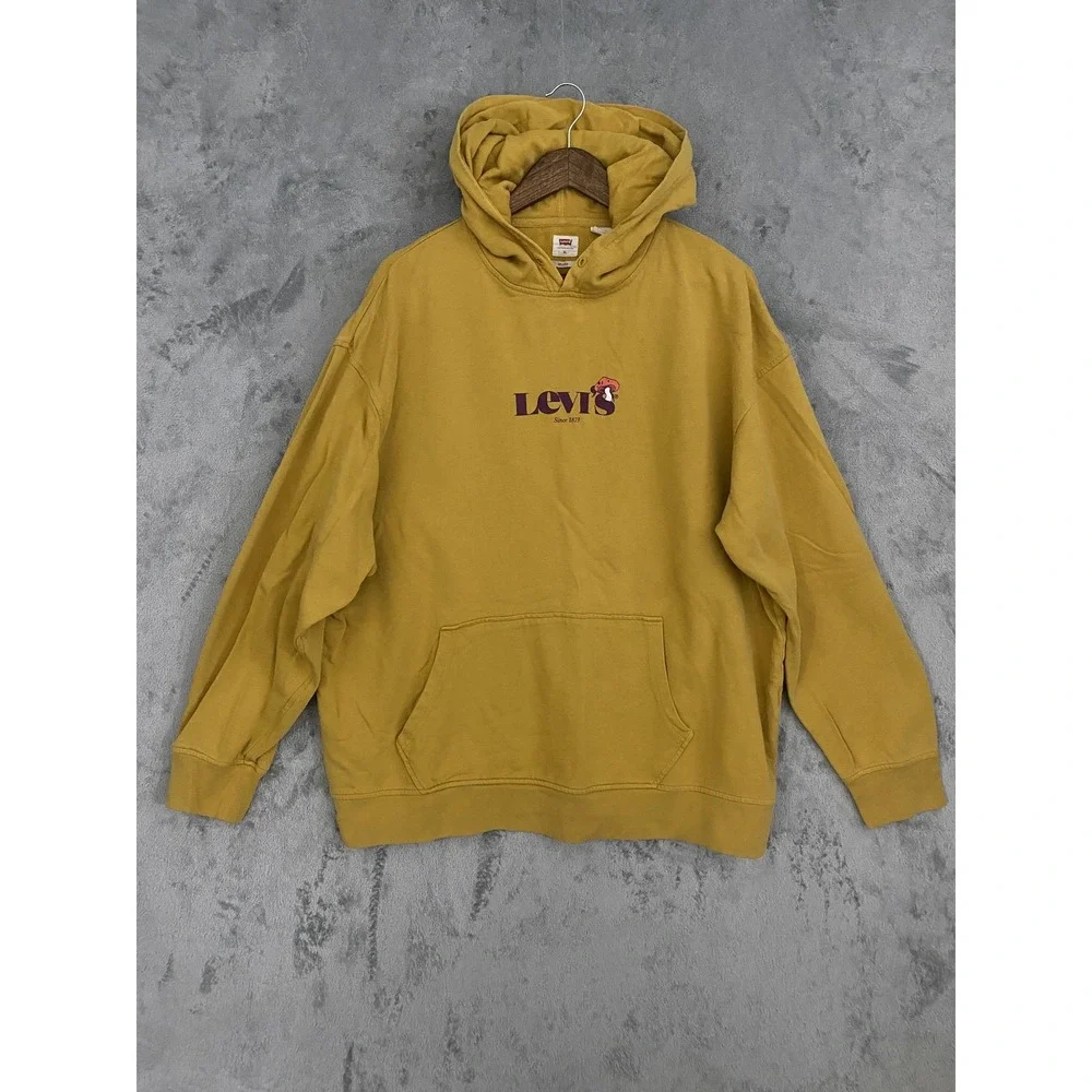 Levi's Hoodie Sz XL Yellow Mushroom Graphic‎ Pullover Relaxed Fit Streetwear